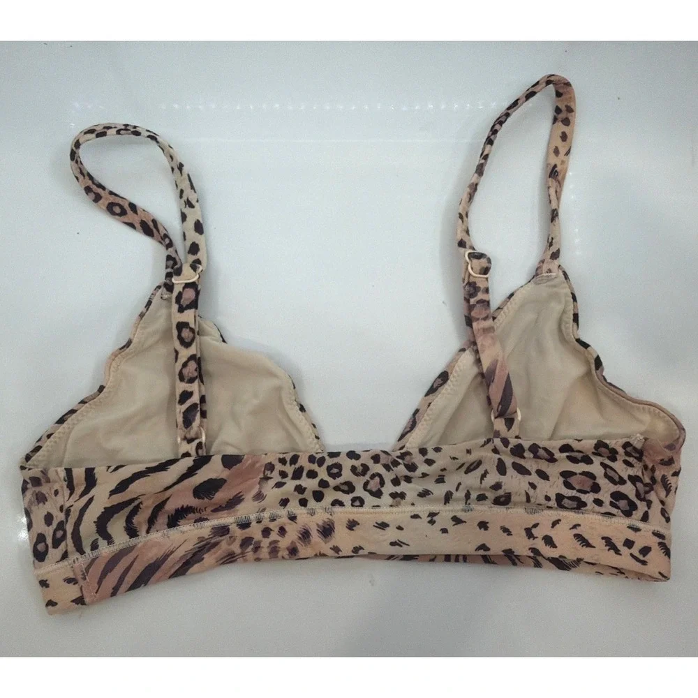 Skims Fits Everybody Triangle Bralette - Sienna Jaguar Print  NEW XS Black Brown - Picture 4 of 6